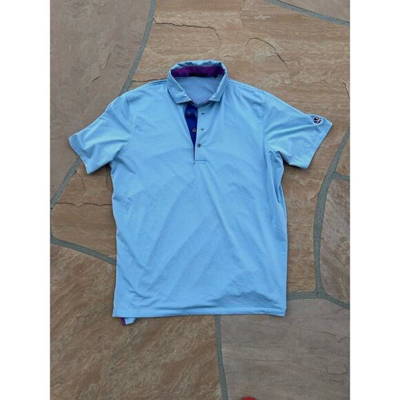 Greyson Other - GREYSON Men's Blue Stripe Short Sleeve Performance Golf Polo Shirt Size L